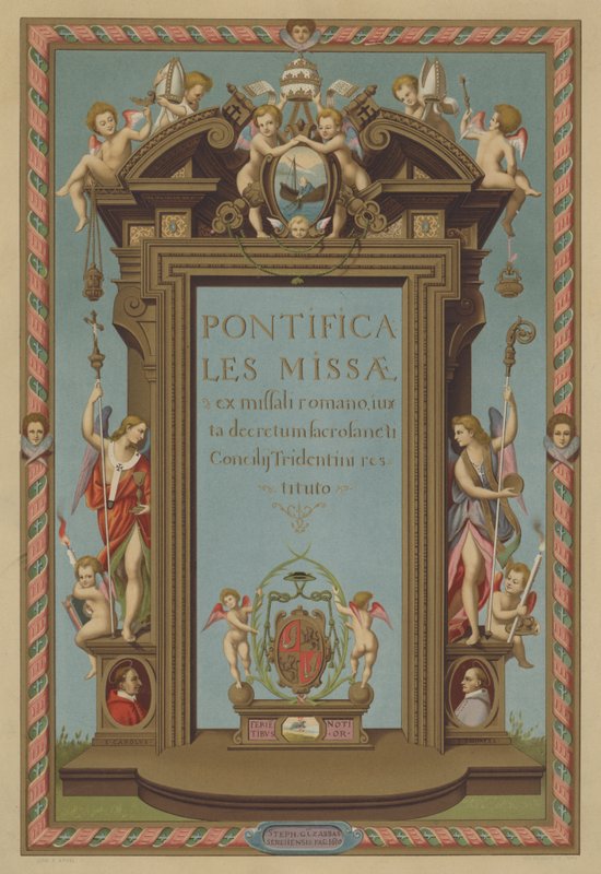 Titelblad af Missale Pontifical (chromolitho) af French School