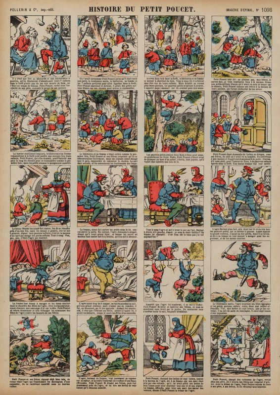 Tom Thumb (farvet gravering) af French School