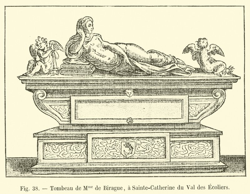 Madame de Biragues grav i Sainte-Catherine du Val des Ecoliers af French School