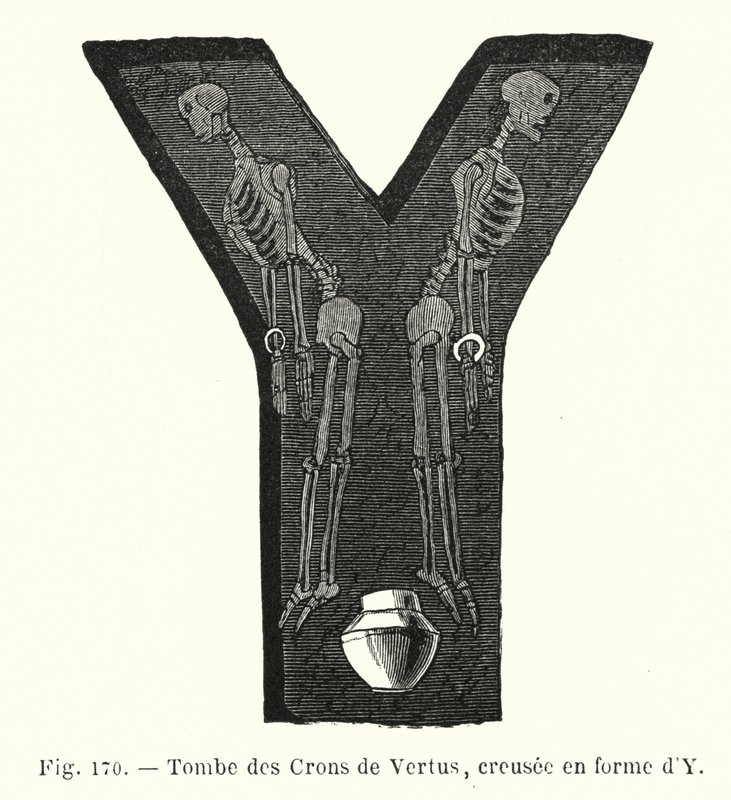 Grave af Crons de Vertus, gravet i form af et Y (gravering) af French School