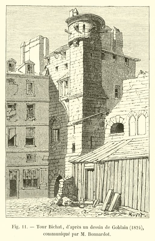 Tour Bichat, efter en tegning af Gobelin, 1824, meddelt af M Bonnardot af French School