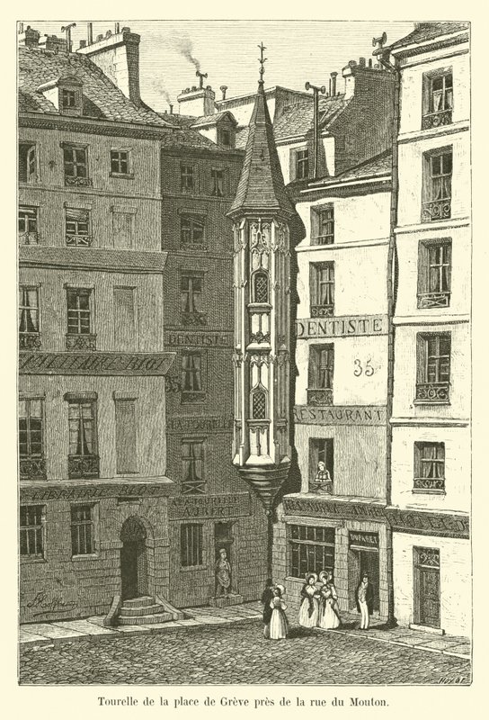 Tårnet på Place de Greve nær rue du Mouton af French School