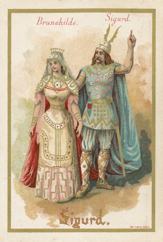 Fagkort forestillende Brunehilde og Sigurd af French School
