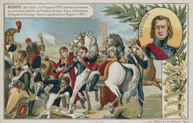 Byttekort med et billede af Napoleon Bonaparte ved Ratisbonne af French School