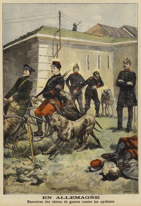 Træning af hærhunde til at angribe cyklister, Tyskland af French School