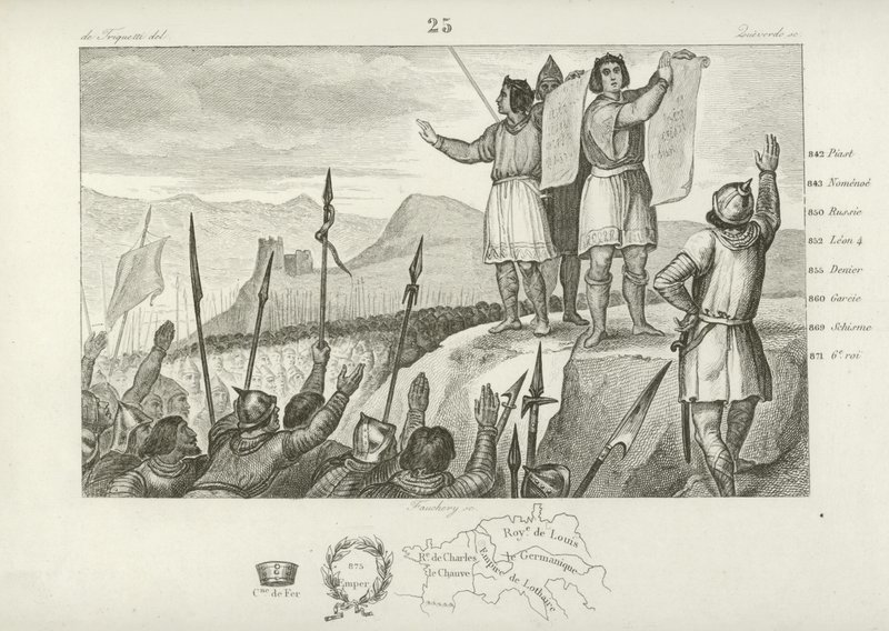 Treaty between Charles the Bald and his brother Louis the German, Strasbourg, 842  af French School
