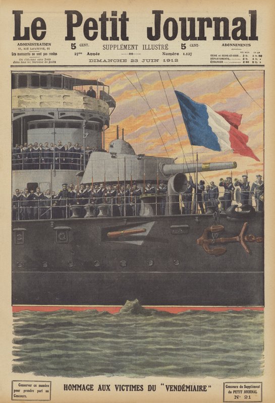 Hyldest til ofrene for forliset af den franske ubåd Vendemiaire (farve litho) af French School