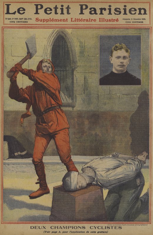 To champion-cyklister (farve litho) af French School