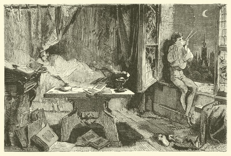 Tycho Brahe måler afstanden, der adskiller stjernerne (gravering) af French School