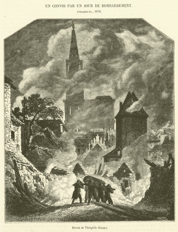 En konvoj - En dag med bombardement (gravering) af French School