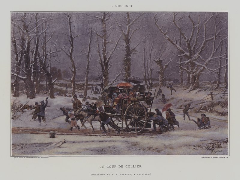 Un Coup de Collier (Et skub) (farve litho) af French School
