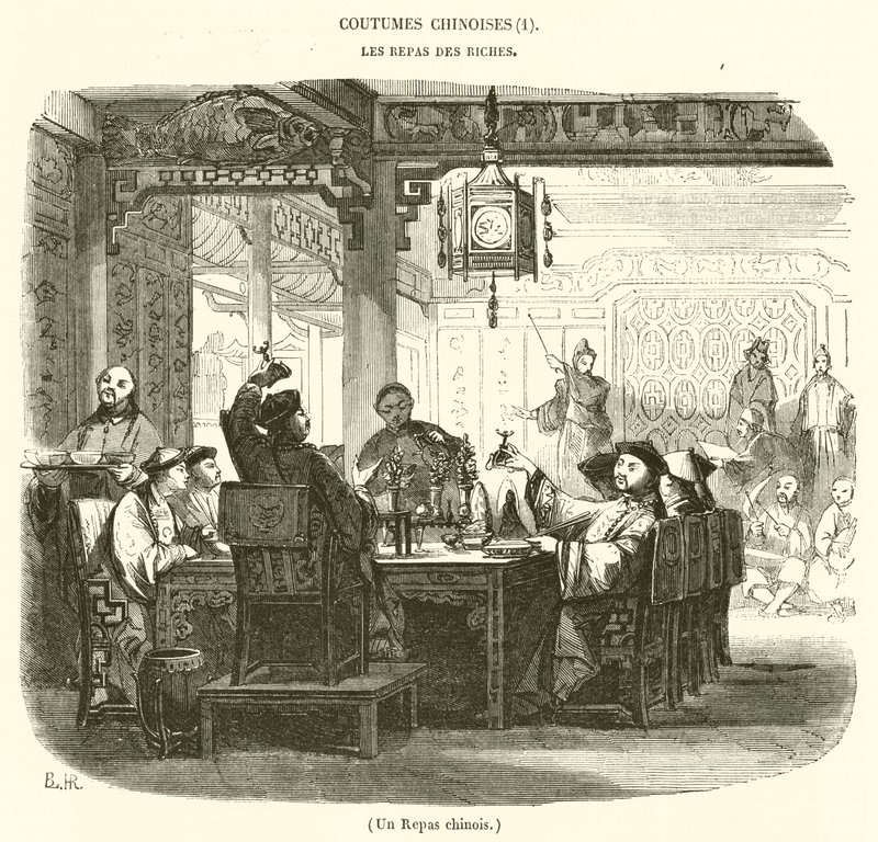 Et kinesisk måltid (kobberstik) af French School