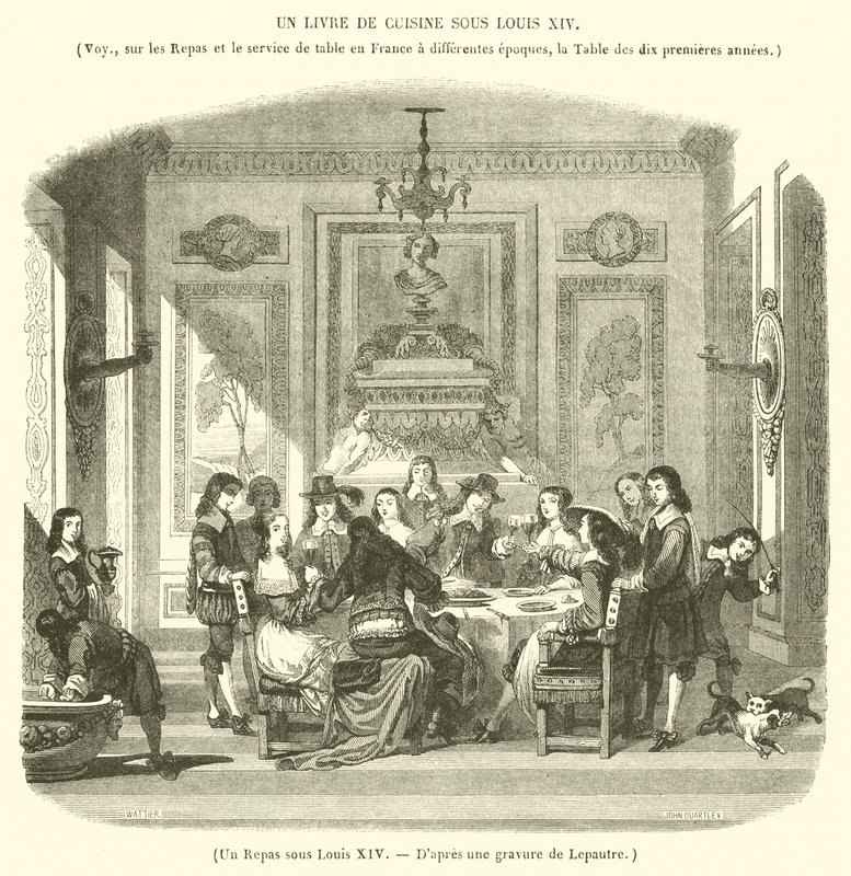 Et måltid under Ludvig XIV (gravering) af French School