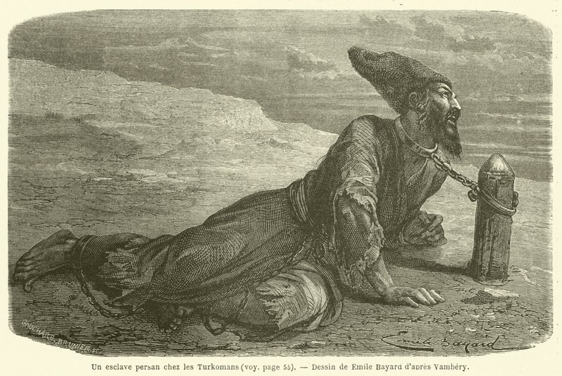En persisk slave blandt turkomanerne (gravering) af French School