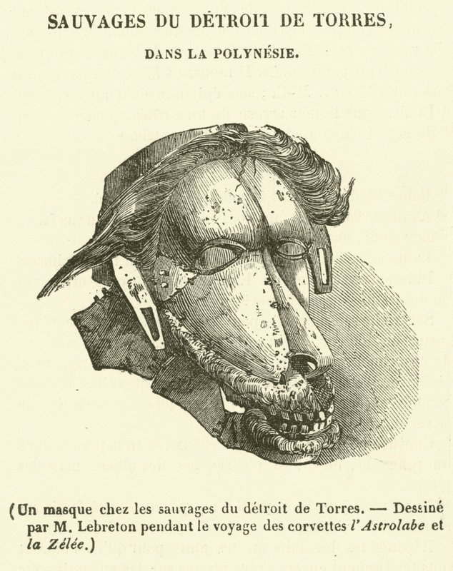 En maske blandt de vilde i Torresstrædet (kobberstik) af French School