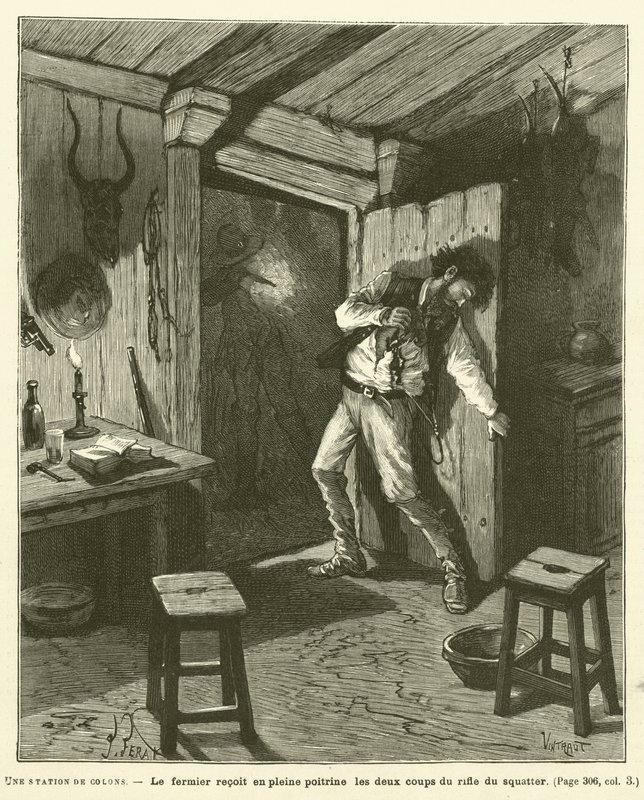 A Settlers Station (gravering) af French School
