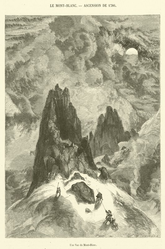 Udsigt over Mont-Blanc (gravering) af French School