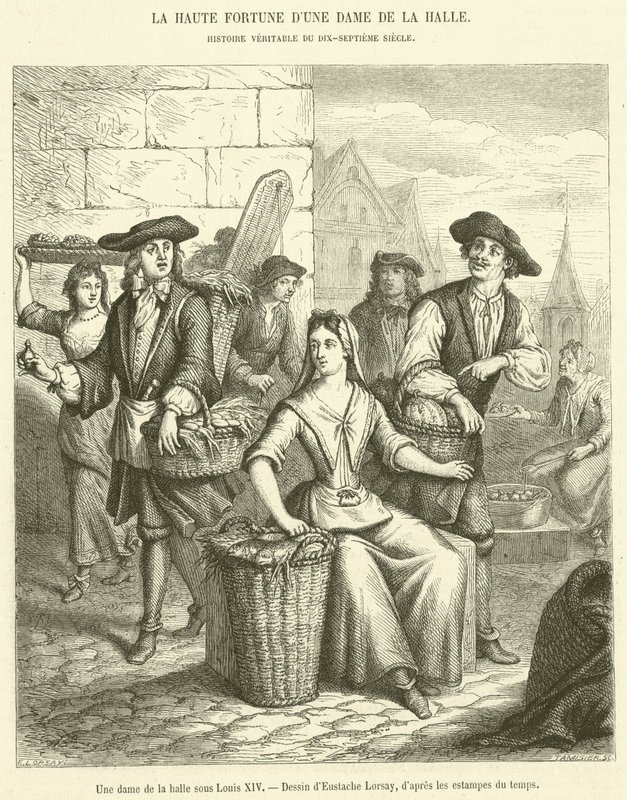 A Lady of the Market under Louis XIV (gravering) af French School