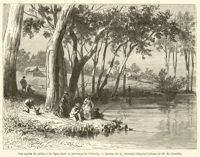 Lystfiskeri i provinsen Victoria (gravering) af French School