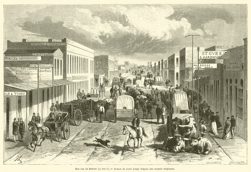 En gade i Denver, F street (gravering) af French School
