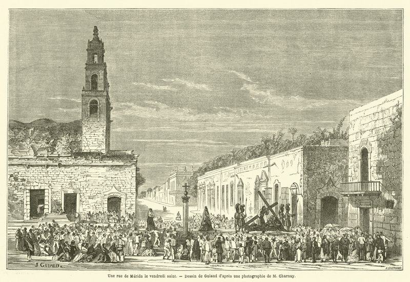 En gade i Merida langfredag ​​(gravering) af French School