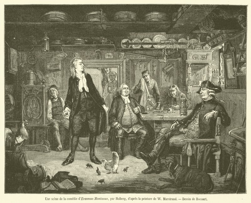 En scene fra komedien af ​​Erasmus Montanus (gravering) af French School