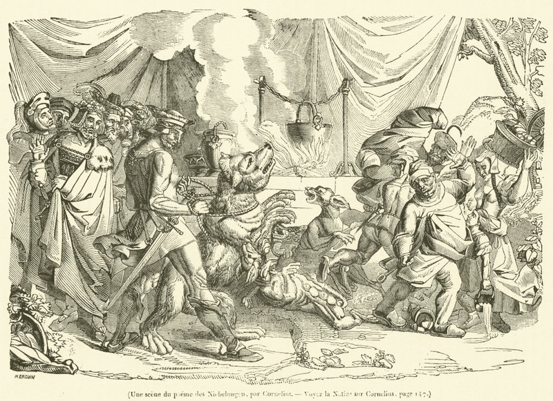 Une scene du poeme des Niebelungen (kobberstik) af French School
