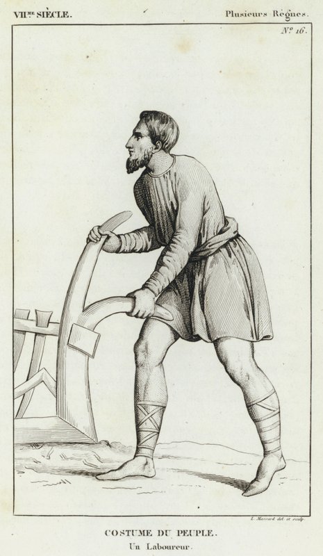 VII århundrede, flere regeringer, folkets kostume, en plovmand (gravering) af French School