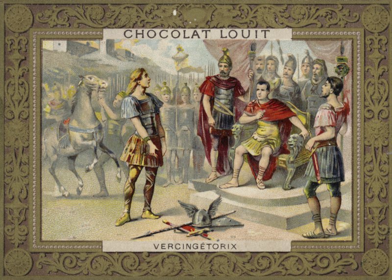 Vercingetorix underkaster sig Julius Cæsar, 52 f.Kr af French School