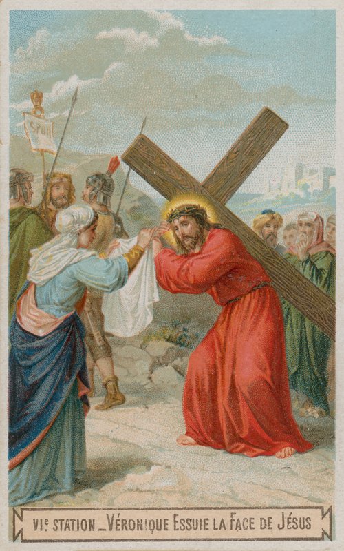 Veronica tørrer Jesu ansigt. Den sjette korsstation af French School