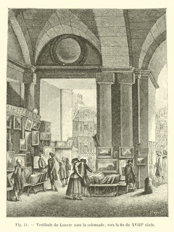 Lobby på Louvre under søjlegangen, mod slutningen af ​​det 18. århundrede af French School