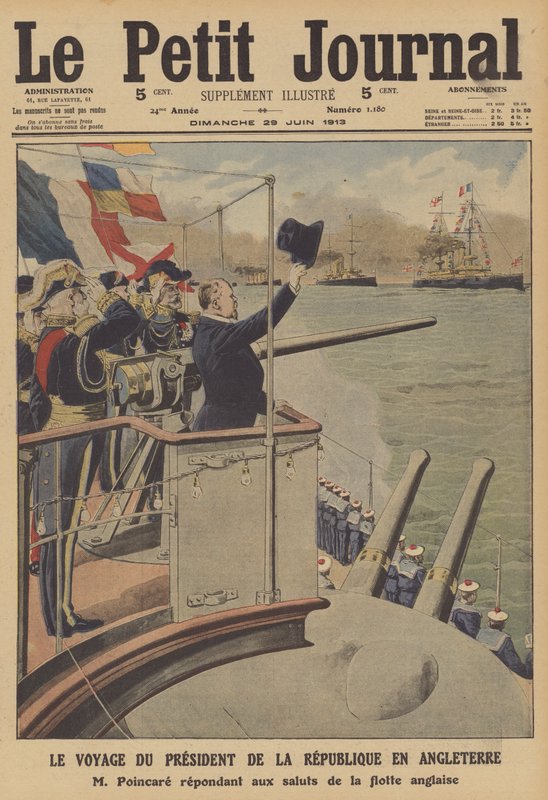 Besøg af Frankrigs præsident i Storbritannien (farve litho) af French School
