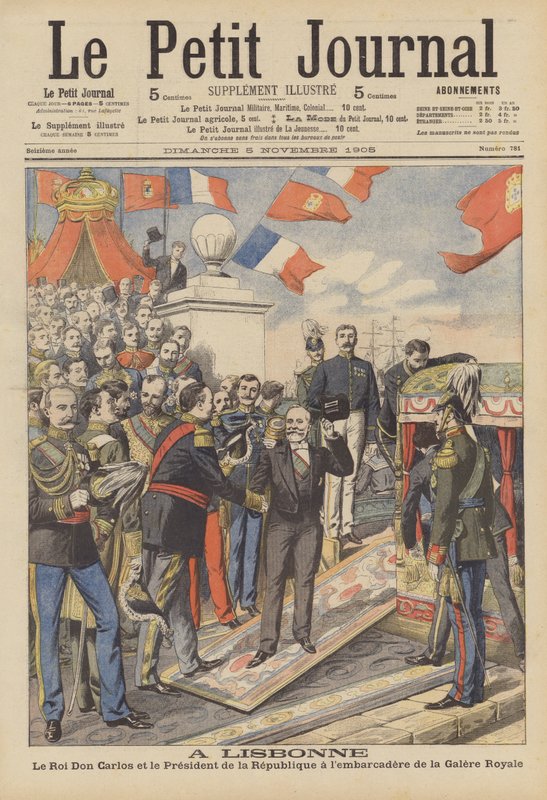 Den franske præsidents besøg i Lissabon (farvelitografi) af French School