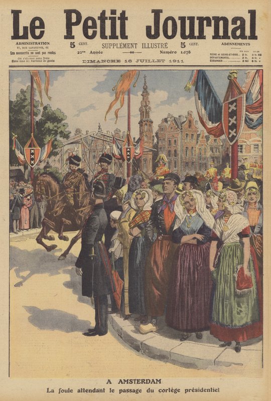 Besøg i Holland af Frankrigs præsident (farve litho) af French School