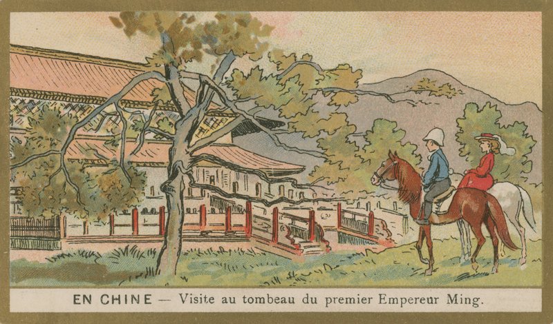 Besøger graven til den første Ming-kejser, Kina af French School