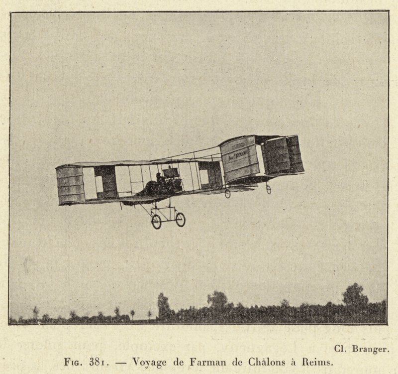 Farmans rejse fra Chalons til Reims (gravering) af French School