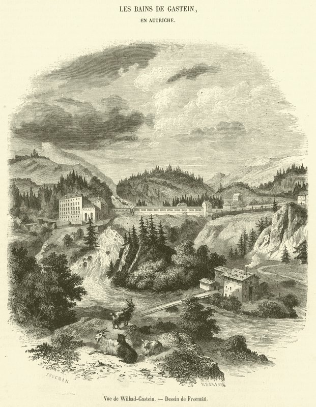 Udsigt over Wilbad-Gastein (gravering) af French School