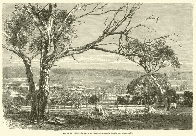 Udsigt over Yarra-dalen (gravering) af French School