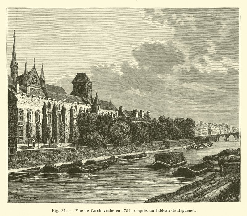Udsigt over ærkestiftet i 1751; efter et maleri af Raguenet af French School