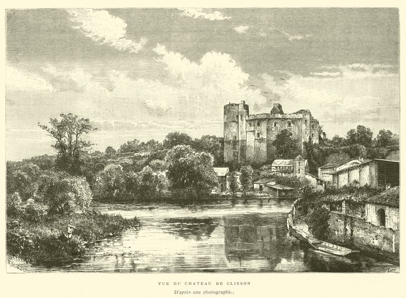 Udsigt over Chateau de Clisson (gravering) af French School