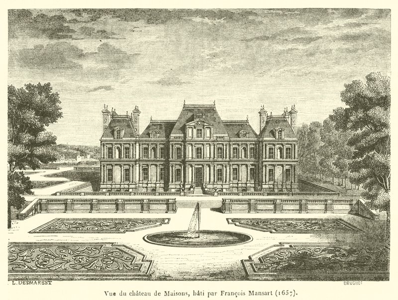 Udsigt over Chateau de Maisons, bygget af Francois Mansart af French School