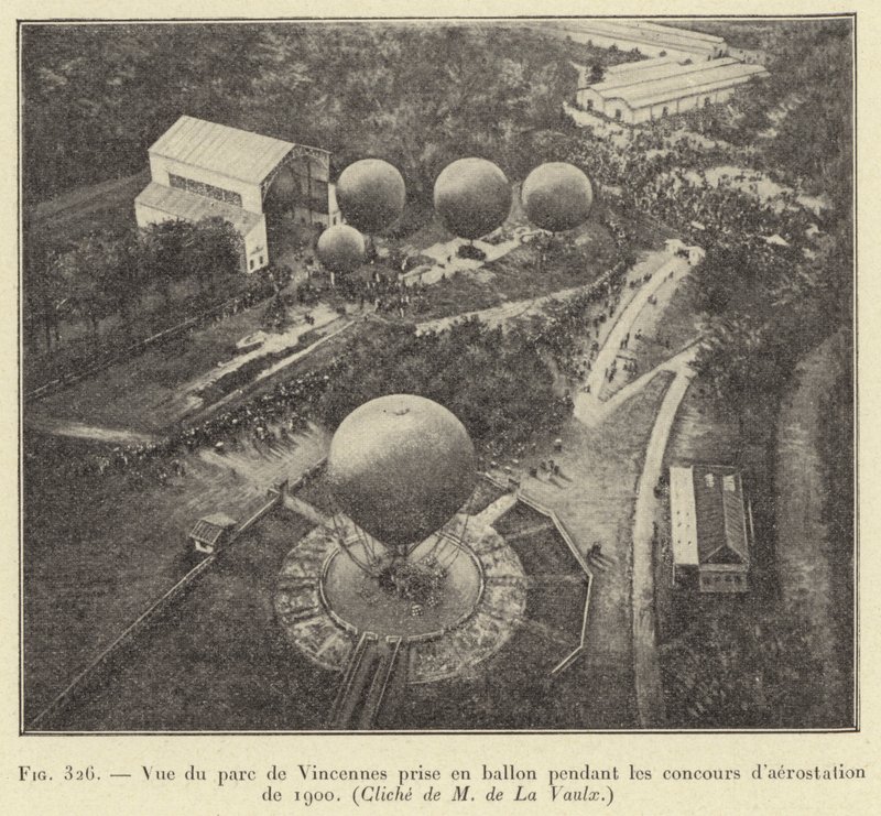 Udsigt over Parc de Vincennes taget fra en ballon under ballonkonkurrencerne i 1900 af French School