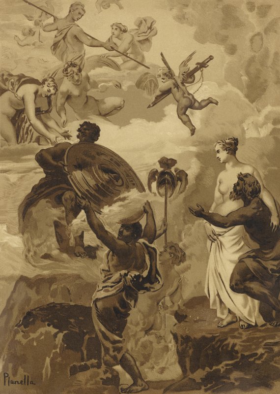 Vulkan gav Venus de arme, han havde smedet til Æneas af French School
