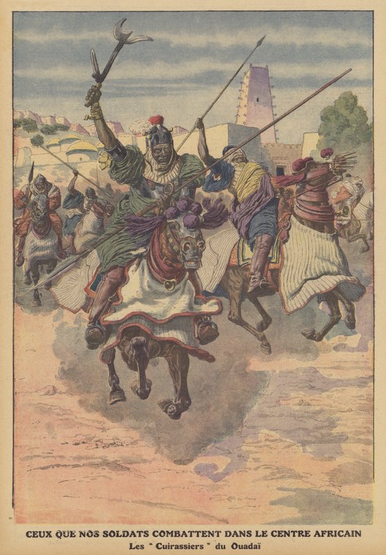 Wadai kavaleri i Centralafrika (farve litho) af French School