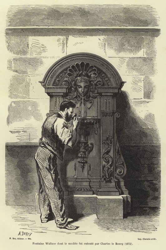 Wallace springvand designet af Charles Auguste Lebourg, Paris, 1872 af French School