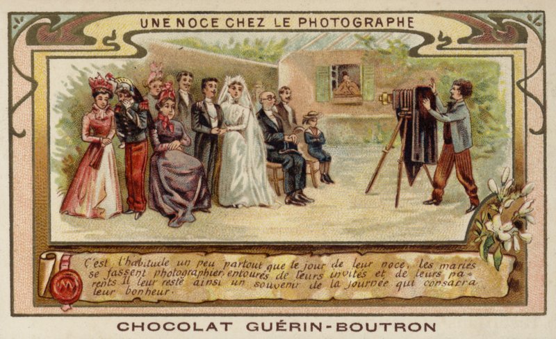 Bryllupsfest hos fotografen (chromolitho) af French School