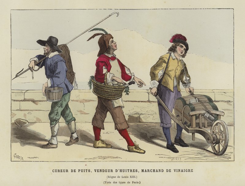 Brøndender, østershandler og eddikesælger, regeringstid af Louis XIII af Frankrig, 17. århundrede af French School