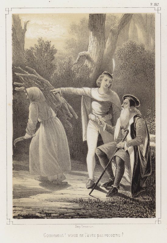 Hvad? Genkender du hende ikke? (litho) af French School