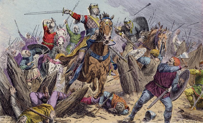 Vilhelm Erobreren i slaget ved Hastings af French School