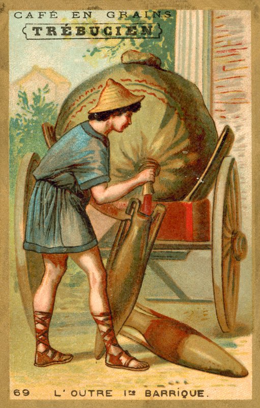Vinskind - det første fad (chromolitho) af French School